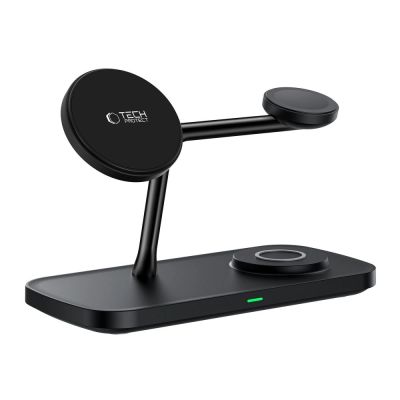 3. Tech-Protect QI15W-A45 3-in-1-Wireless-Ladegerät mit MagSafe für Apple -Geräte – Schwarz