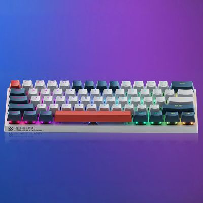 9. Machenike K500-B61 Kabelgebundene mechanische Gaming-Tastatur mit Hintergrundbeleuchtung, rote Schalter - Weiß und Blau