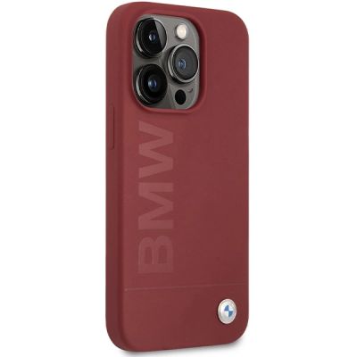 4. BMW Silikon Big Logo MagSafe Hülle für iPhone 15 Pro – rot