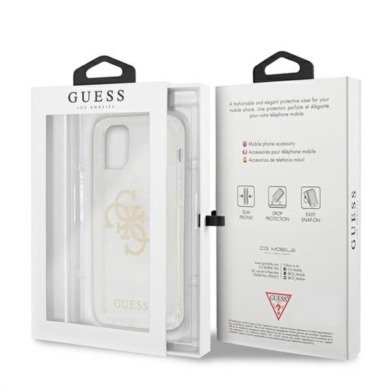 8. Guess GUHCP12LPCUGL4GTR iPhone 12 Pro Max 6,7" transparentes Hartschalenetui Glitter 4G Big Logo
