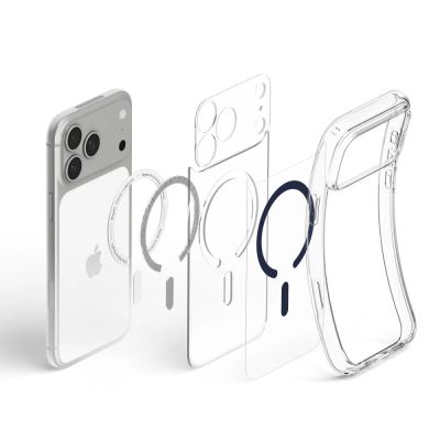 6. Spigen Ultra Hybrid MagSafe Hülle für iPhone 18 Pro Max / 17 Pro Max – Transparentes Marineblau