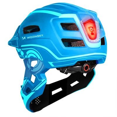 4. Wozinsky Kinder-Integralhelm mit USB-Rücklicht, Größe S – Blau