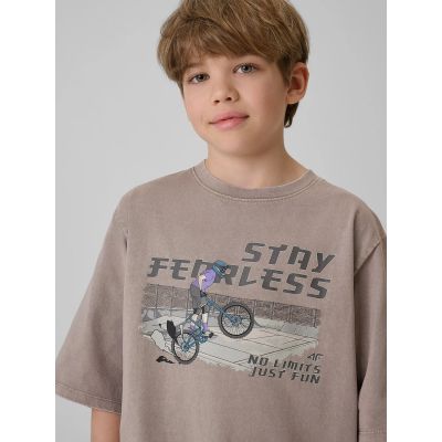 3. Locker geschnittenes Jungen-T-Shirt mit Aufdruck 4F 4FJRSS26TTSHM4279-25S