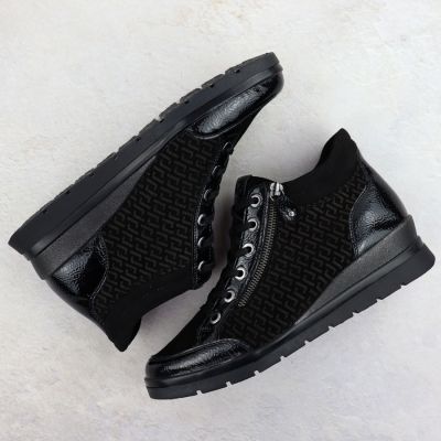 4. Rieker Remonte R0773-05 Schwarze Leder-Keilstiefeletten