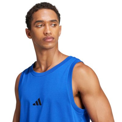 5. adidas Essentials Tanktop für Herren mit kleinem Logo, blau, JE8978