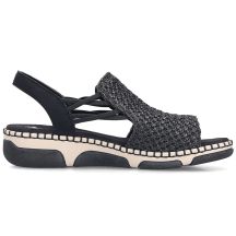 Bequeme schwarze Plateau-Sandalen für Damen Rieker 66241-00