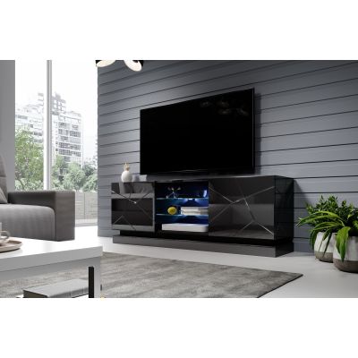 5. TV-Schrank QIU 160 MDF Hochglanzschwarz/Hochglanzschwarz