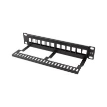 LANBERG Patchpanel, leer, 12 Ports, 1 HE, 10 Zoll, mit Organizer für Keystone-Module, schwarz, PPKS-9112-B