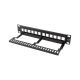 LANBERG Patchpanel, leer, 12 Ports, 1 HE, 10 Zoll, mit Organizer für Keystone-Module, schwarz, PPKS-9112-B