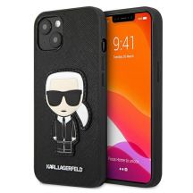 Karl Lagerfeld Saffiano Ikonik Karl's Patch Case für iPhone 13 mini - Schwarz