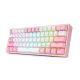 4. REDRAGON K616 Fizz Pro Tastatur, weiß/rosa, USB + Funk + Bluetooth, Rosa, Weiß