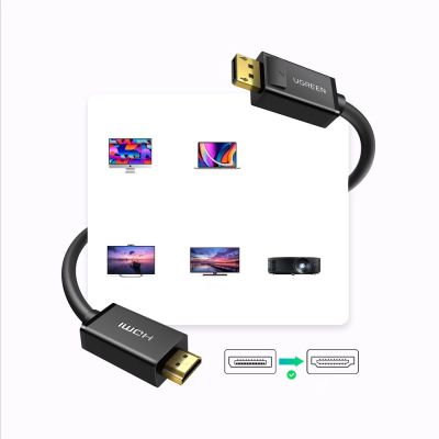 6. DisplayPort - HDMI-Kabel Ugreen DP101 4K 3m - Schwarz