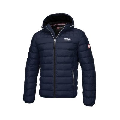 Pit Bull West Coast Wattierte Herren-Winterjacke Seacoast, Marineblau mit Kapuze