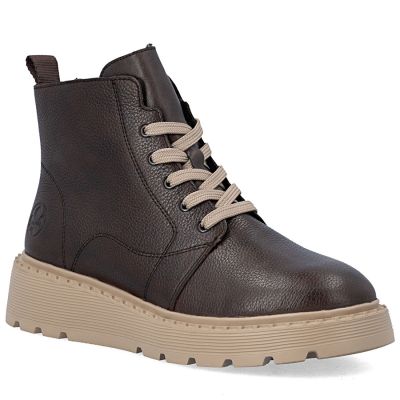 Braune Keilstiefeletten aus Leder für Damen, Modell Rieker 70405-25