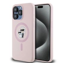 Karl Lagerfeld Silikon Karl&Choupette Ring MagSafe Case für iPhone 15 Pro Max - Pink