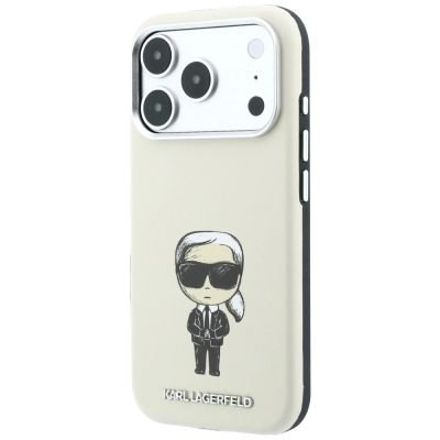 3. Karl Lagerfeld Smooth Ikonik Sketch MagSafe Hülle für iPhone 18 Pro / 17 Pro – Beige