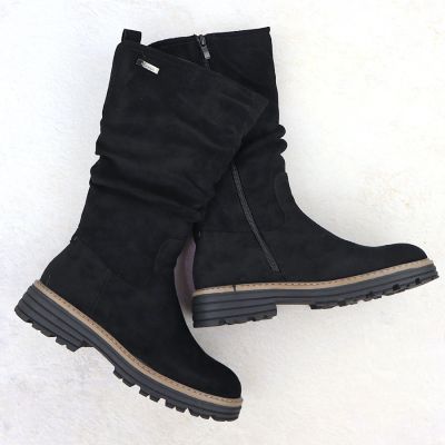 10. Damenstiefel, gefüttert, gerafft, schwarz M.Daszyński SA259-3