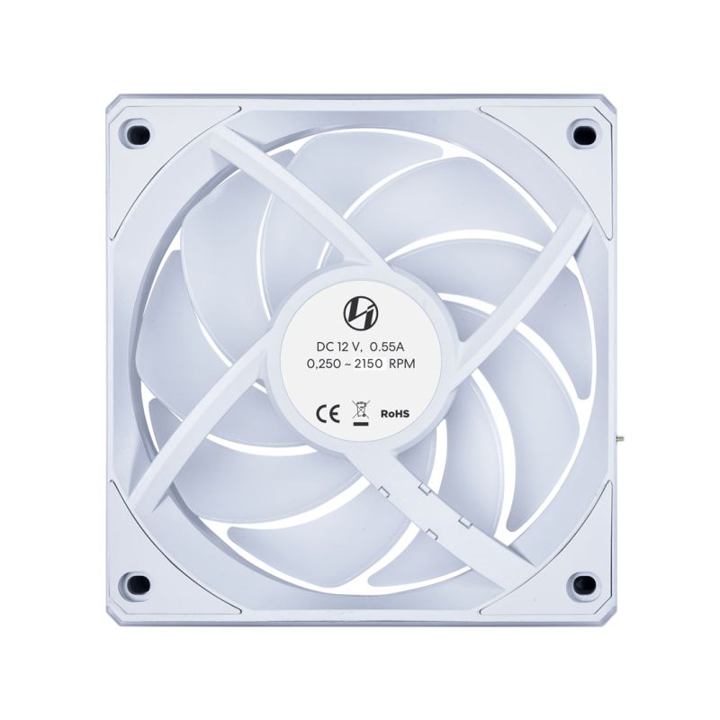 4. Lian Li UNI FAN CL Kabelloser Ventilator, 3er-Pack – 120 mm, Weiß