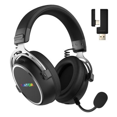 11. HATOR Hypergang 3 Kabelloses Headset mit kabellosem Kopfbügel, Gaming-Anschluss, USB Typ-C / USB Typ-A, Bluetooth, Schwarz