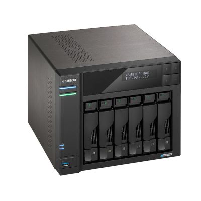 9. NAS Asustor AS6706T; Tower; 6x (3,5" SATA HDD/ 2,5" SSD); Intel Celeron N5105; 8 GB DDR4 SODIMM (max. 16 GB), 2x 2,5-GbE, 4x M.2 2280 NVMe PCIe 3.0, 2x USB 3.2 Gen, 1x HDMI 2.0b, 1x optionale 10-GbE-Karte