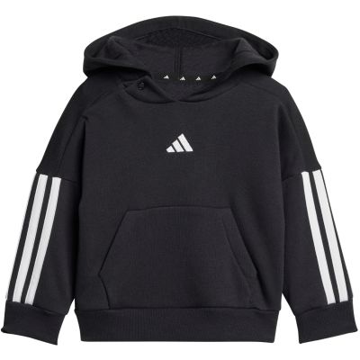9. adidas Essentials Jogginghose mit 3 Streifen, Fleece-Hoodie, Trainingsanzug für Kinder, Schwarz JD6484