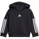 9. adidas Essentials Jogginghose mit 3 Streifen, Fleece-Hoodie, Trainingsanzug für Kinder, Schwarz JD6484