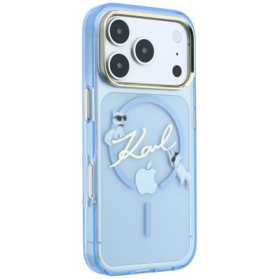 4. Karl Lagerfeld MagSafe Hülle mit Schriftzug-Logo für iPhone 18 Pro / 17 Pro – Hellblau
