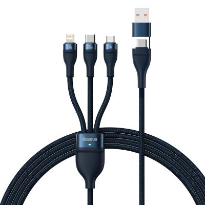 Baseus Flash Series II Kabel USB Type C / USB Type A - USB Type C / Lightning / Micro USB 100 W 1,2 m blau (CASS030103)