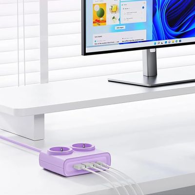 2. Orico PDC25 25W 6-in-1 Steckdosenleiste 2x Netzanschluss + 2x USB-A + 2x USB-C - Lila