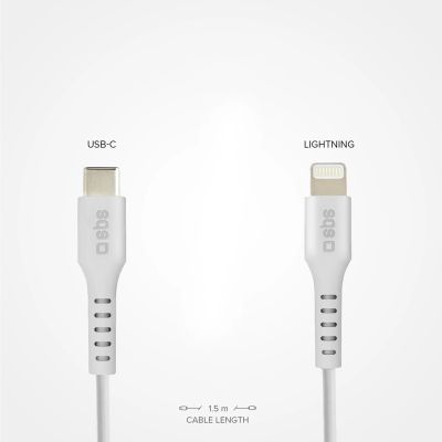 5. SBS TECABLELIGTC1W USB-C – Lightning Kabel mit MFi-Zertifizierung, 1 m – Weiß