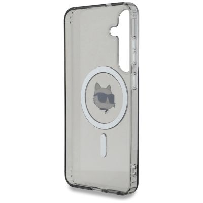 7. Karl Lagerfeld Button Choupette Head gedrucktes Logo MagSafe Samsung Galaxy S25 Hülle schwarz