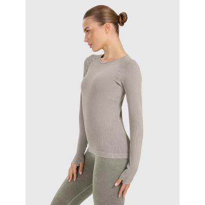 3. Schnelltrocknendes, schmal geschnittenes Langarmshirt für Damen, ideal für Yoga und Pilates, Größe 4F 4FWAW25TFLOF429-41A
