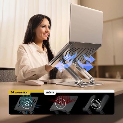 9. Wozinsky WRS-CPY84SS Laptop- und Tablet-Ständer aus Aluminium + gratis Smartphone-Ständer – Silber
