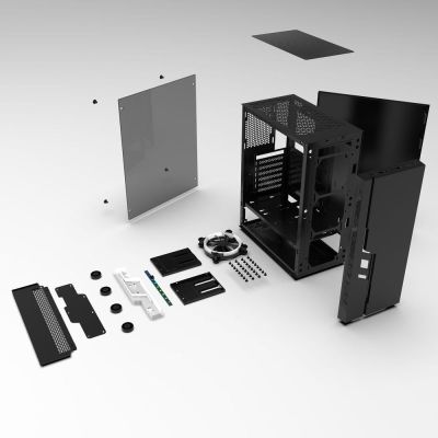4. GEMBIRD FORNAX 2000RGB MIDI-TOWER-CASE (USB 3.0, HD-Audio) RGB-Hintergrundbeleuchtung, Gaming-Design, Schwarz