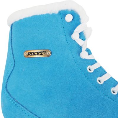 5. Roces Wildleder-Eco-Fur-Eiskunstlaufschuhe Blau und Weiß 450702 004