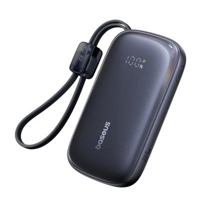 Baseus EnerFill FC21 QPow3 Ultra 10000mAh 22,5W Powerbank mit Digitalanzeige und abnehmbarem Kabel - Schwarz