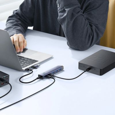 8. Baseus UltraJoy Series USB-A/USB-C Hub (4x USB-A 3.0, 1x USB-C 5V) – Grau