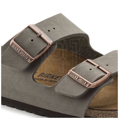 3. Birkenstock Arizona Birko-Flor Nubuk Stone Regular Wide Grau Damen/Herren Pantoletten (0151211)
