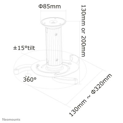5. Neomounts BEAMER-C80 Projektor-Deckenhalterung Silber