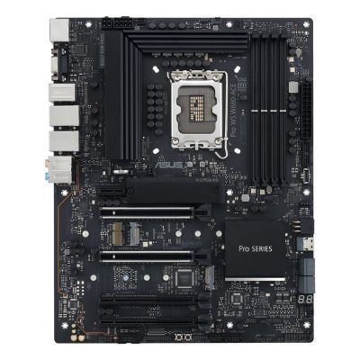 12. ASUS Pro WS W680-ACE W680 (LGA 1700) ATX-Mainboard, 2x PCIe 5.0, 3x PCIe 4.0, 3x PCIe 4.0 M.2-Steckplätze, 2x USB 3.2 Gen 2, 4x USB 3.2 Gen 1, 2x USB 2.0, 2x 2,5-Gb-Ethernet, 1x SlimSAS, 4x SATA, HDMI, DisplayPort und VGA