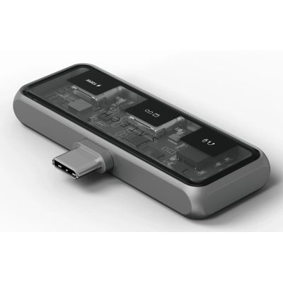 4. Satechi Mobile XR Hub, mobiler USB-C-Adapter mit Audio (1x USB-C 100W PD; 2.0 Daten und Audio, 1x USB-C DP 1.4 4K@60Hz; 3.0 10 Gbit/s, 1x 3,5-mm-Audio-Ein-/Ausgang), Space Grau