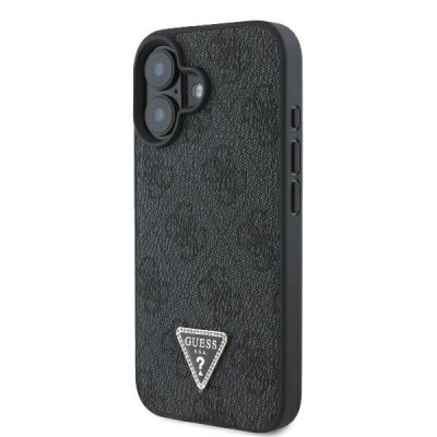 2. Guess Umhängetasche aus Leder mit Metall-Logo und Strass für iPhone 16 – Schwarz
