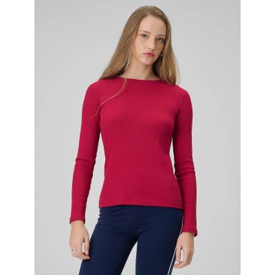 Damen Langarm-Strickpullover mit schmaler Rippstrickbündchen, Größe 4F 4FRAW25TLONF656-53S