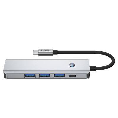 4. Tech-Protect HB01 HUB Adapter 5in1 USB-C + USB3.0 + HDMI 4K 60Hz + PD100W - grau
