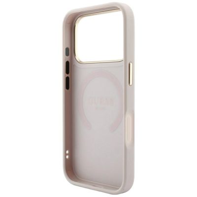 7. Guess Saffiano Peony & Ring MagSafe Hülle für iPhone 17 Pro Max / 18 Pro Max - Pink