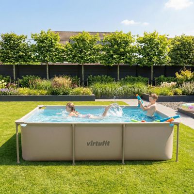 8. VIRTUFIT Rechteckiges Schwimmbecken 260 x 180 cm mit Filterpumpe Beige