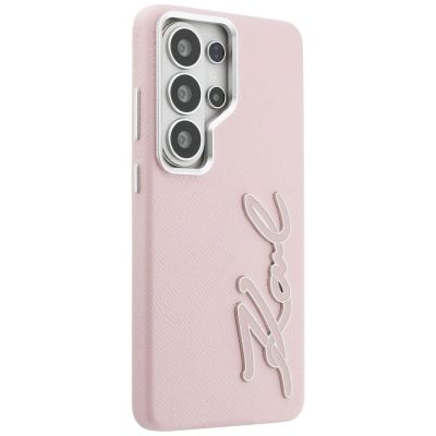 4. Karl Lagerfeld Schutzhülle mit genarbtem Logo aus Metallharz für Samsung Galaxy S26 Ultra – Pink