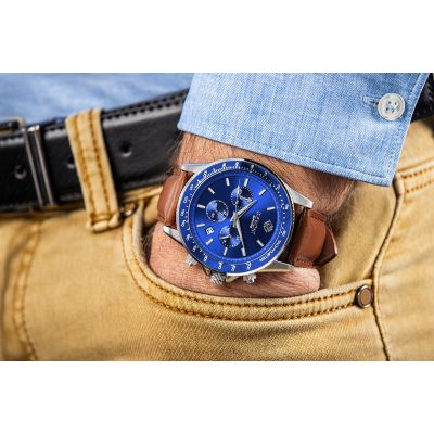 3. Giewont Herrenuhr Chronograph Saphir Braun Blau GW3520-A5