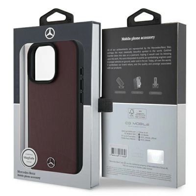 8. Mercedes MagSafe-Hülle aus strukturiertem und glattem Leder für iPhone 16 Pro Max – Rot