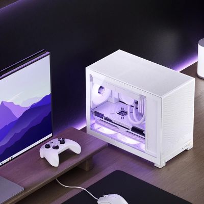 22. Jonsbo D32 STD PC-Gehäuse, Weiß, Mini-Gehäuse, mATX, gehärtetes Glas – Weiß